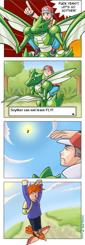How do tall people fly on Pokemon?
